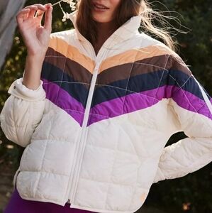 Free People‎ Movement x Hatch Puffer Jacket Ivory Chevron Oversized Medium